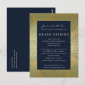 CARTE POSTALE MARINE BLUE OR DAHLIA FLORAL GRAND OUVERT INVITATI (Devant / Derrière)