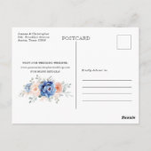 Carte Postale Marine Blue Slate Dusty Blush Enregistrer la date (Dos)