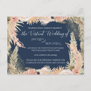 Carte Postale Marine Blush Bohemian Pampas Floral Mariage virtue
