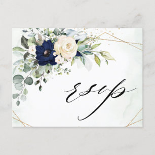 Carte Postale Marine Blush Floral Greenery Mariage géométrique R