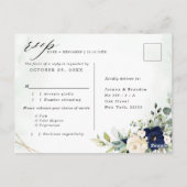 Carte Postale Marine Blush Floral Greenery Mariage géométrique R (Dos)