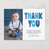 Carte postale marine et bleu 1er Merci anniversair (Devant)