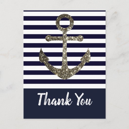 Carte postale marine et Merci d'Ancre blanche (Devant)