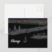 Carte Postale Marine Pier du lac Chicago 1920 NEON Art (Devant / Derrière)