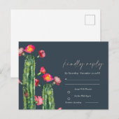 Carte Postale Marine Pink Floral Cactus Folio Aquarelle RSVP (Devant / Derrière)