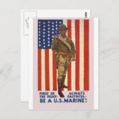Carte Postale MARINES AMÉRICAINES Premier Dans Le Combat Toujour (Devant / Derrière)