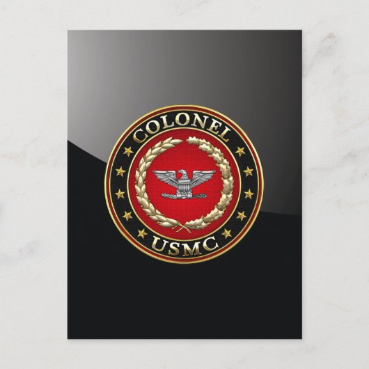 Carte Postale Marines des États-Unis : Colonel (USMC Col) [3D] (Devant)