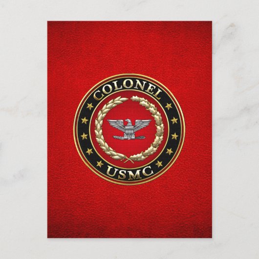 Carte Postale Marines des États-Unis : Colonel (USMC Col) [3D] (Devant)