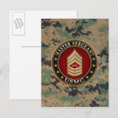 Carte Postale Marines des États-Unis : Sergent-maître (USMC MSgt (Devant / Derrière)