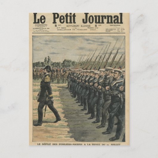 Carte Postale Marines en défilé à la revue du 14ème (Devant)