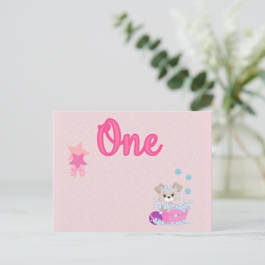 Carte Postale Marionnette dans le bain une fille d'un an anniver (Debout devant)