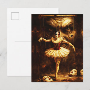 Carte Postale Marionnette de ballerine effrayante, Art de poupée