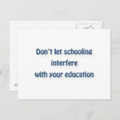 Carte Postale Mark Twain Citation - Ne laissez pas la scolarisat (Devant / Derrière)