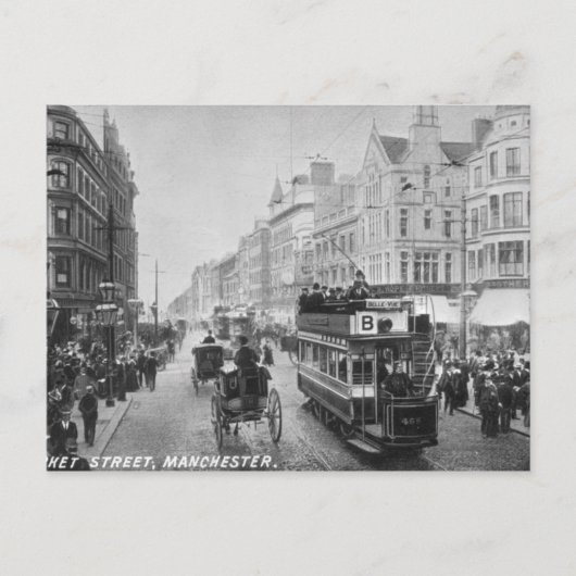 Carte Postale Market Street, Manchester, vers 1910 (Devant)
