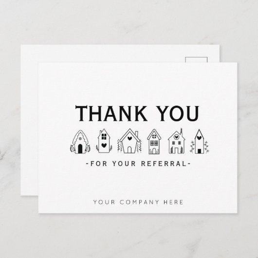 Carte Postale Marketing de remerciement pour les références immo (Devant / Derrière)