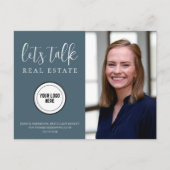 Carte Postale Marketing immobilier bleu professionnel (Devant)