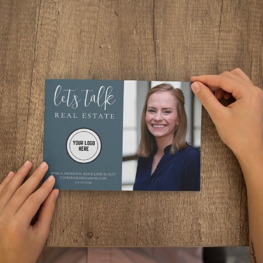 Carte Postale Marketing immobilier bleu professionnel