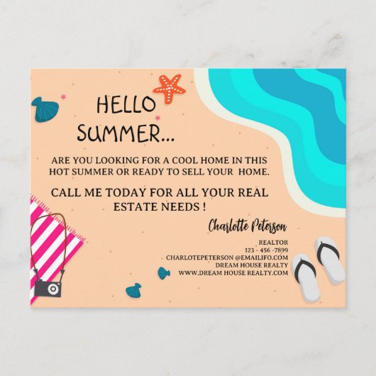 Carte Postale Marketing immobilier promotionnel créatif d'été (Devant)
