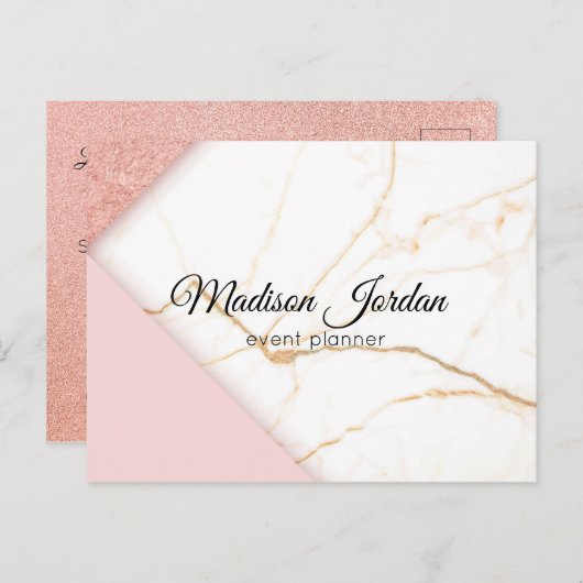 Carte Postale Marketing moderne en marbre rose et or (Devant / Derrière)