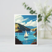 Carte Postale Marlborough Sounds Art illustration de voyage vint (Debout devant)