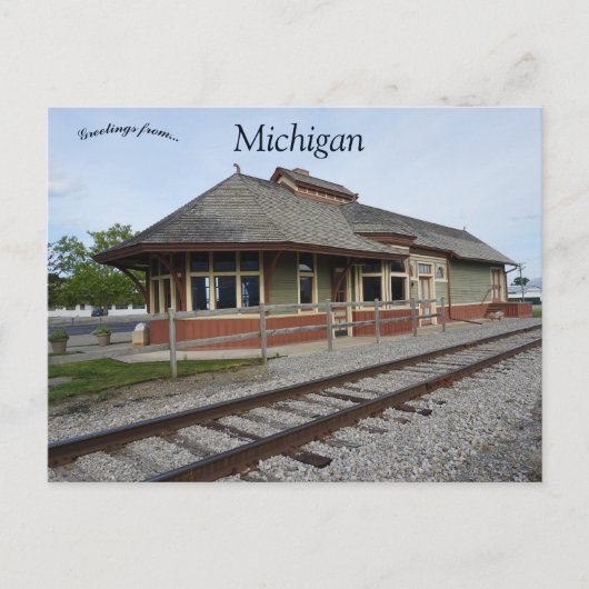 Carte Postale Marlette Train Depot Michigan USA (Devant)