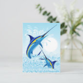 Carte Postale Marlin Bleu Jaillissant de l'Océan (Debout devant)
