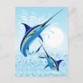 Carte Postale Marlin Bleu Jaillissant de l'Océan (Devant)