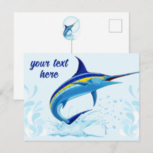 Carte Postale Marlin Bleu Jaillissant de l'Océan