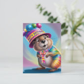 Carte Postale marmotte psychédélique colorée (Debout devant)