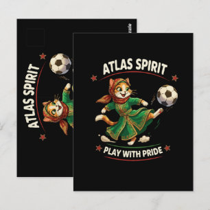 Carte Postale Maroc 2026 Chat de Football - Culture Esprit Atlas