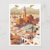 Carte Postale Maroc Afrique Art Vintage voyage Illustration (Devant)