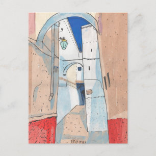 Carte Postale Maroc Street Cityscape Papier Collage d'esquisse A