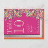 Carte Postale Marocain Tangerine & Fuchsia Mariage Numéro de tab (Devant)