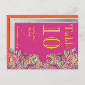 Carte Postale Marocain Tangerine & Fuchsia Mariage Numéro de tab (Dos)