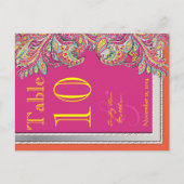 Carte Postale Marocain Tangerine & Fuchsia Mariage Numéro de tab (Devant)