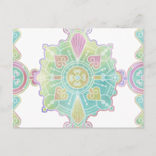Carte Postale Marocaine Mandala Motif Aquarelle arc-en-ciel