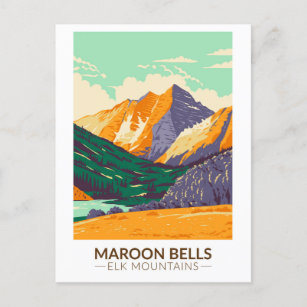 Carte Postale Maroon Bells Elk Mountains Colorado Vintage