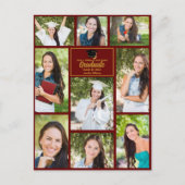 Carte Postale Maroon Gold Graduate Photo Collage Graduation (Devant)