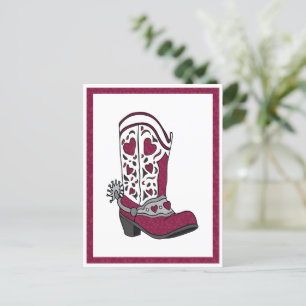 Carte Postale Maroon Heart Patterned Boot