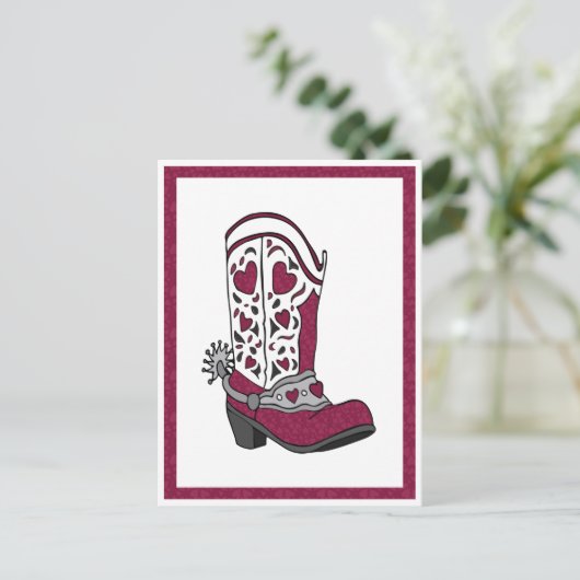 Carte Postale Maroon Heart Patterned Boot (Debout devant)