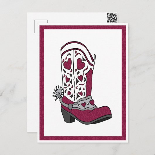 Carte Postale Maroon Heart Patterned Boot (Devant / Derrière)