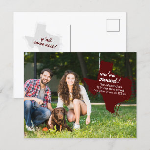 Carte Postale Maroon Nous Avons Déménagé - Dotted Texas Moving