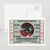 Carte Postale Marque Cape Cod Harvard Eatmor Cranberries (Devant / Derrière)