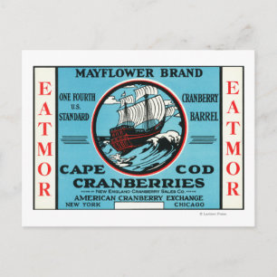 Carte Postale Marque Cape Cod Mayflower Eatmor Cranberries