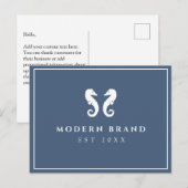 Carte Postale Marque Côtière Moderne Élégante de l'Hippocampe Ma (Devant / Derrière)