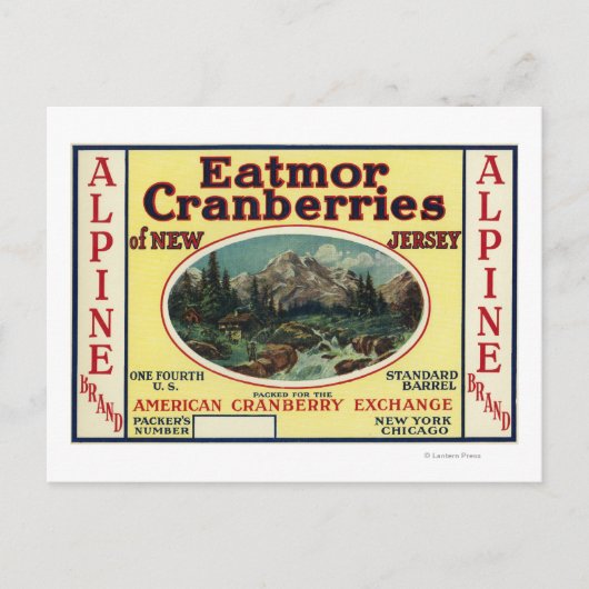 Carte Postale Marque Étiquette de la marque Eatmor Cranberries (Devant)