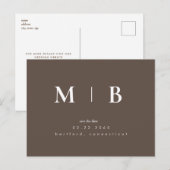Carte Postale Marque-page Save the Date Monogramme Simple Contem (Devant / Derrière)