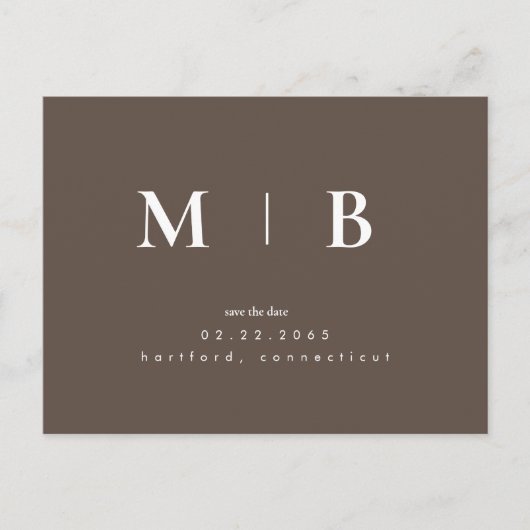 Carte Postale Marque-page Save the Date Monogramme Simple Contem (Devant)