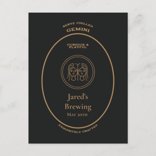 Carte Postale Marque, signes du zodiaque, Gémeaux personnalisabl (Devant)