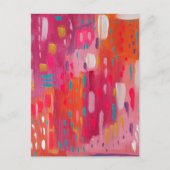 Carte Postale Marques de pinceau rose et orange Abstraites (Devant)